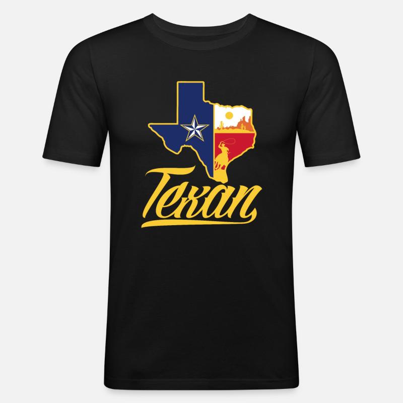Texas Texaner - Männer Slim Fit T-Shirt - Schwarz