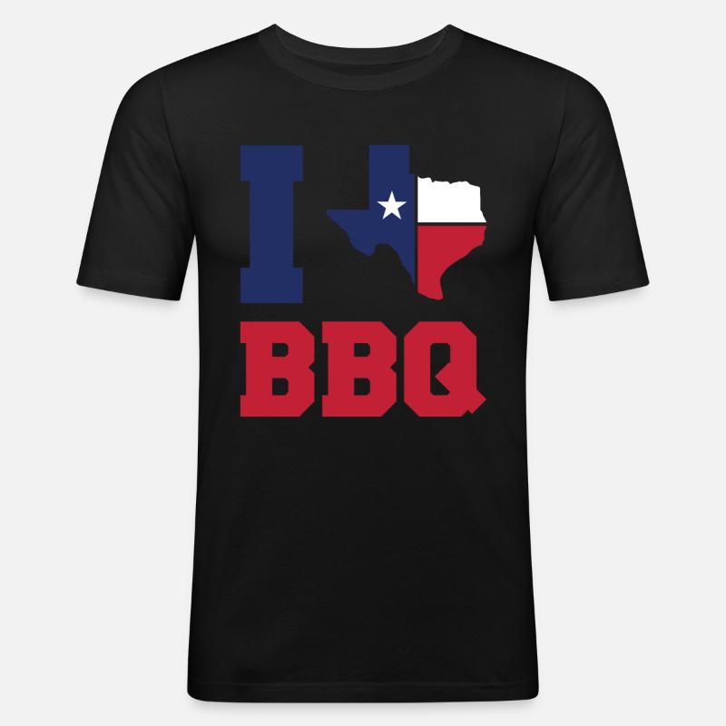 Texas Barbeque - Männer Slim Fit T-Shirt - Schwarz