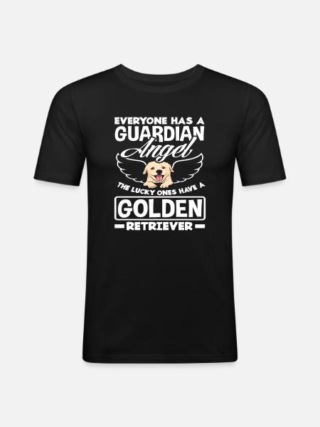 Golden Retriever Schutzengel Spruch - Männer Slim Fit T-Shirt - Schwarz