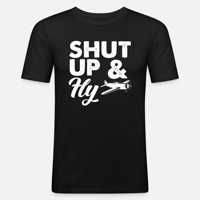 Pilot Fliegen Flugzeug Geschenk - Männer Slim Fit T-Shirt - Schwarz