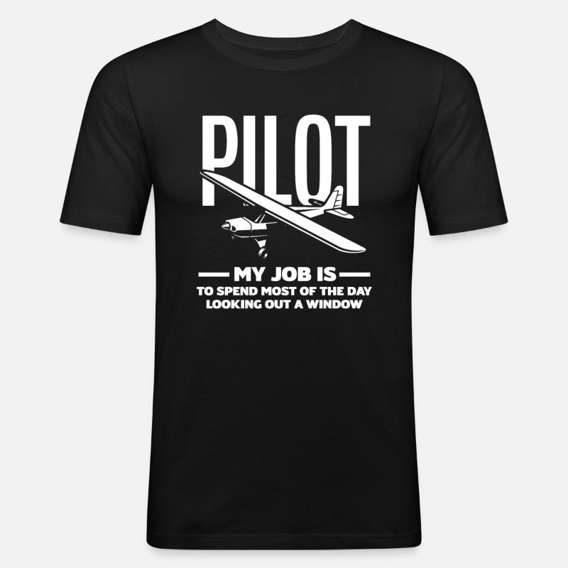 Pilot Berufspilot Geschenk Flugschule - Männer Slim Fit T-Shirt - Schwarz