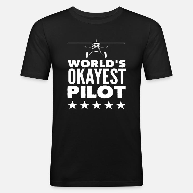 Weltbester Pilot - Männer Slim Fit T-Shirt - Schwarz