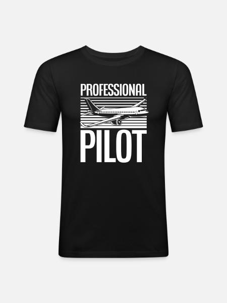 Berufspilot - Männer Slim Fit T-Shirt - Schwarz
