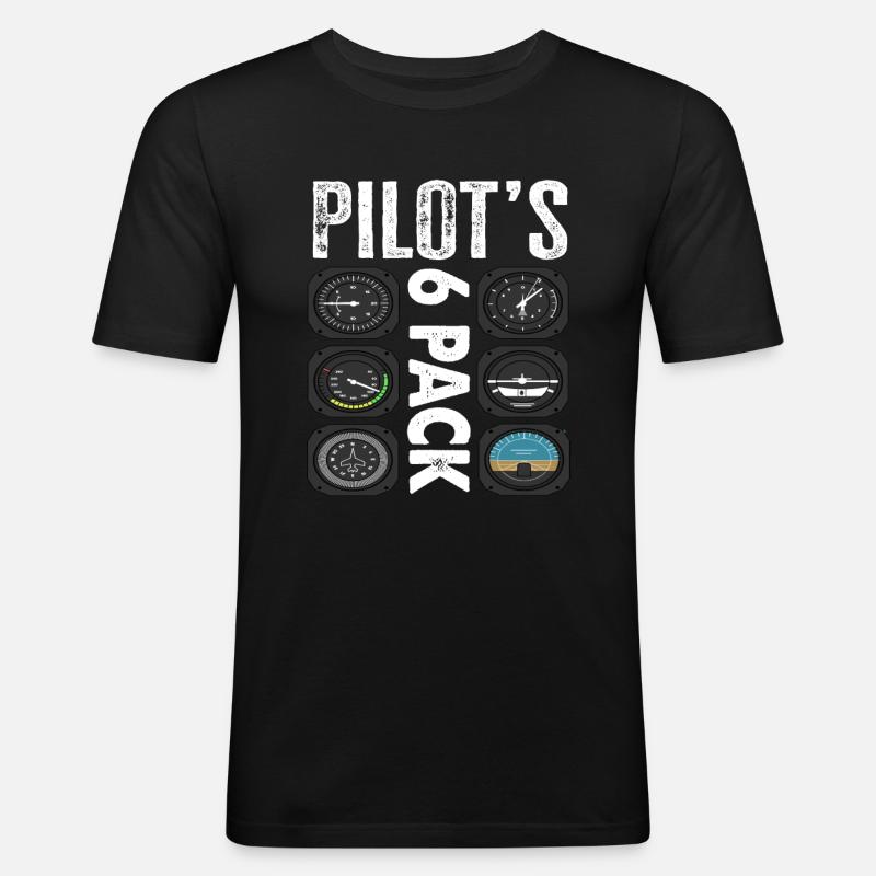 Piloten 6 Pack Lustiges Pilot - Männer Slim Fit T-Shirt - Schwarz