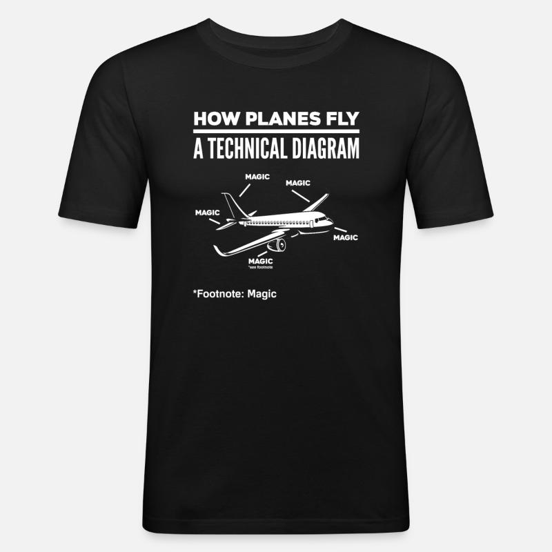 Pilot Flugzeug Flieger Piloten - Männer Slim Fit T-Shirt - Schwarz
