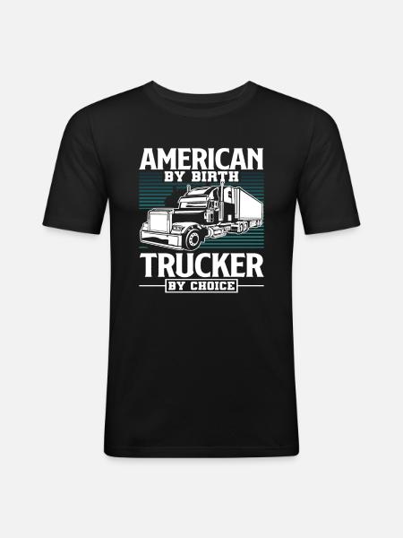 Truck Driver American - Men's Slim Fit T-Shirt - black