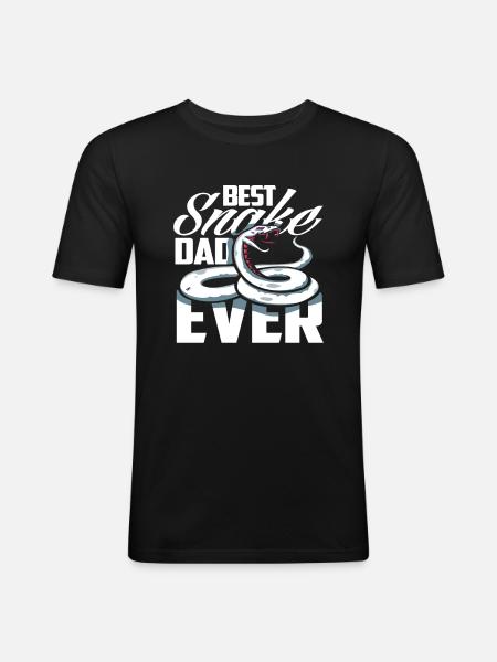 Bester Schlangen Papa - Männer Slim Fit T-Shirt - Schwarz
