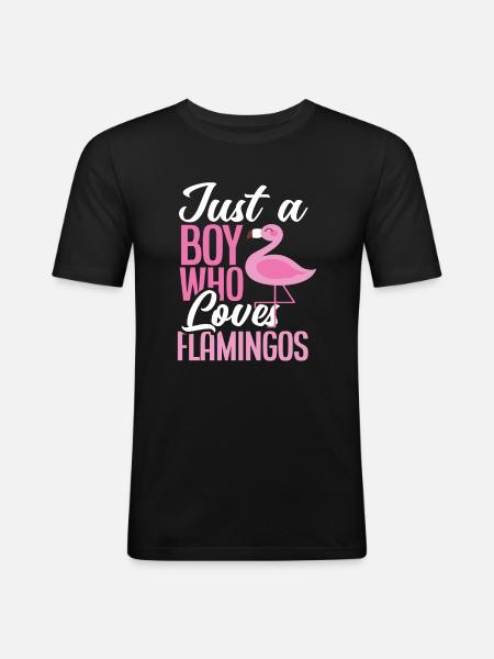 Flamingo Boy Loves Animal - Men's Slim Fit T-Shirt - black