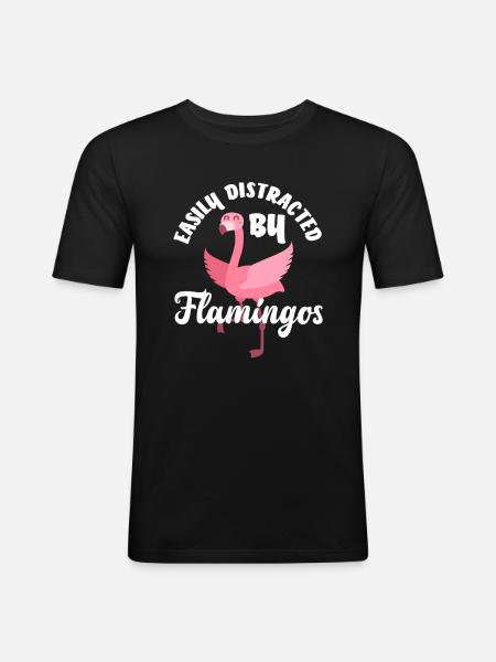 Flamant rose distrait - T-shirt près du corps Homme - noir