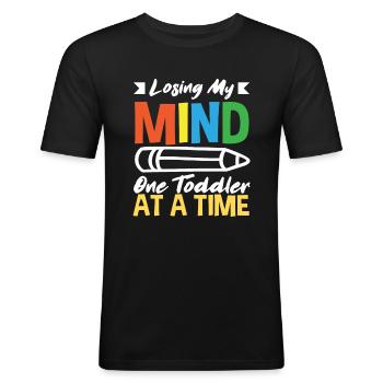 Perdre la tête par bambin - T-shirt près du corps Homme - noir - Devant - Nik (191cm)