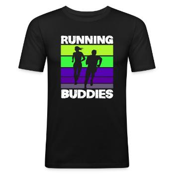 Running Buddies Laufen Training - Men's Slim Fit T-Shirt - black - Front - Nik (191cm)
