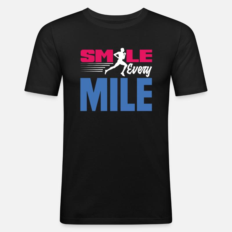Lächle Bei Jedem Kilometer - Männer Slim Fit T-Shirt - Schwarz