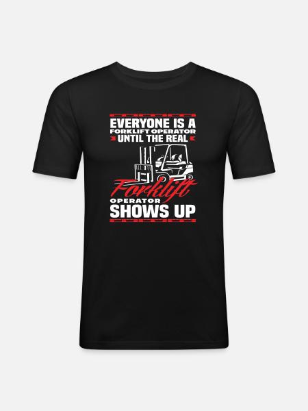 Echter Gabelstaplerfahrer Spruch Lustig - Männer Slim Fit T-Shirt - Schwarz