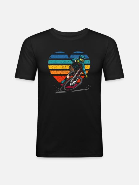 Mountain Bike Retro Heart Biker - Men's Slim Fit T-Shirt - black