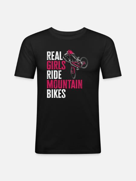 Real Girls Riding Mountain Bikes - Men's Slim Fit T-Shirt - black