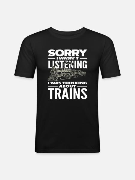 Désolé, j’ai pensé aux trains - T-shirt près du corps Homme - noir