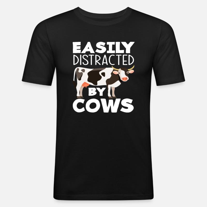 Easily distracted by cows - Men's Slim Fit T-Shirt - black