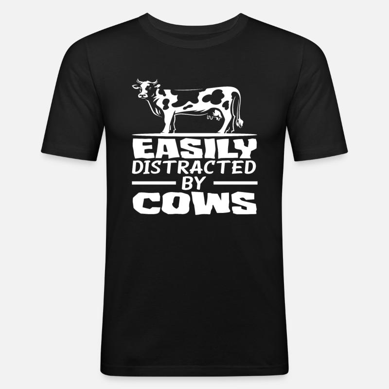 Easily distracted by cows - Men's Slim Fit T-Shirt - black