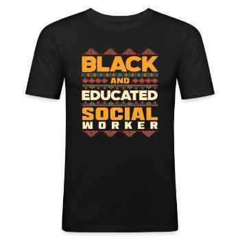 Schwarz Und Gebildeter Sozialarbeiter - Männer Slim Fit T-Shirt - Schwarz - Vorne - Nik (191cm)