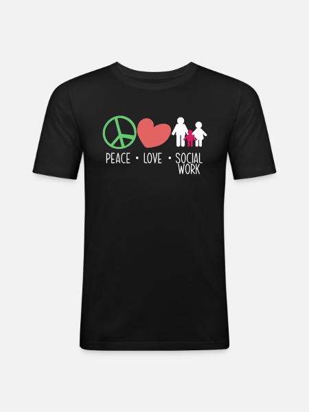 Paz, Amor, Trabajo Social - Camiseta ajustada hombre - negro