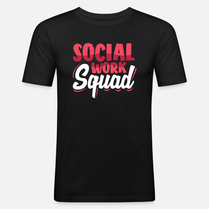 Social Work Squad - Männer Slim Fit T-Shirt - Schwarz