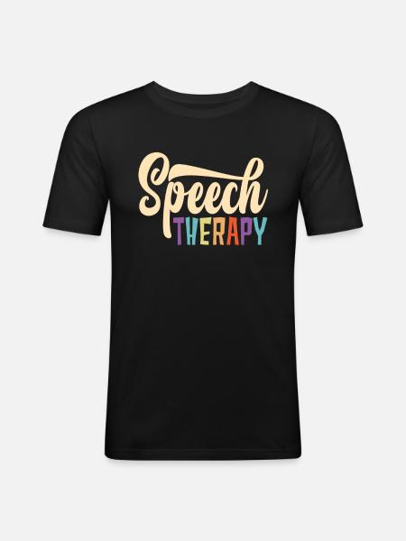 Speech Therapy Bunte Buchstaben - Männer Slim Fit T-Shirt - Schwarz