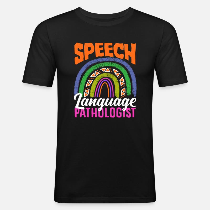 Speech Language Pathologist Rainbow - Men's Slim Fit T-Shirt - black