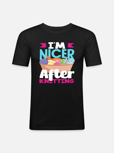 I'm nicer after knitting - Men's Slim Fit T-Shirt - black