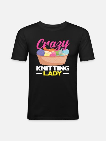 Folle tricoteuse pour les créatifs - T-shirt près du corps Homme - noir