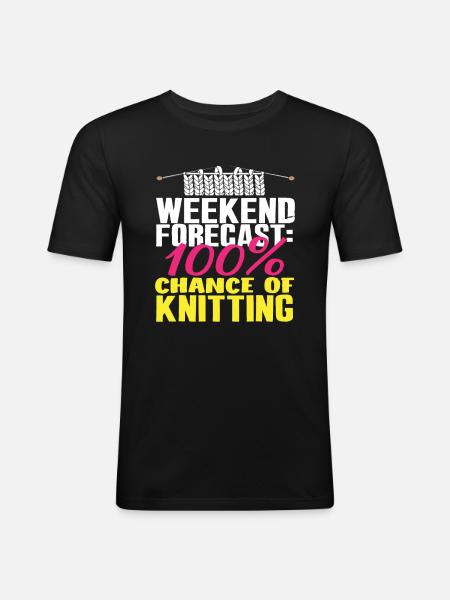 Weekend forecast: 100% knitting - Men's Slim Fit T-Shirt - black