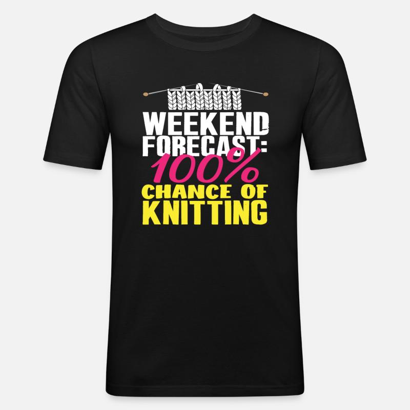 Wochenend-Prognose: 100% Stricken - Männer Slim Fit T-Shirt - Schwarz