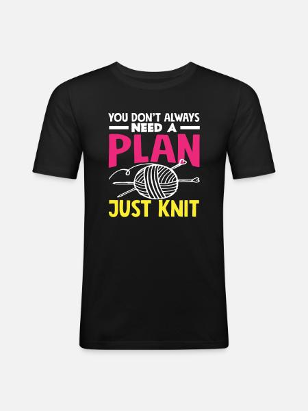 Knitting No Plan Just Knitting - Men's Slim Fit T-Shirt - black