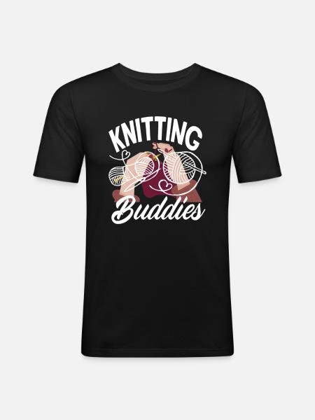 Experience knitting together with friends - Men's Slim Fit T-Shirt - black