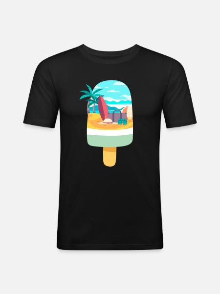 Cream Lovers Beach Vacation - Men's Slim Fit T-Shirt - black