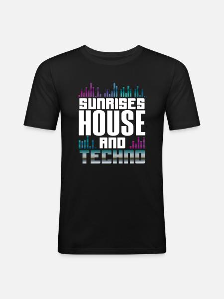 Sunrises House And Techno Lover - Men's Slim Fit T-Shirt - black