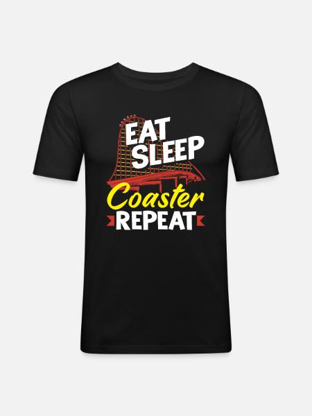 Roller coaster eat sleep repeat - Men's Slim Fit T-Shirt - black