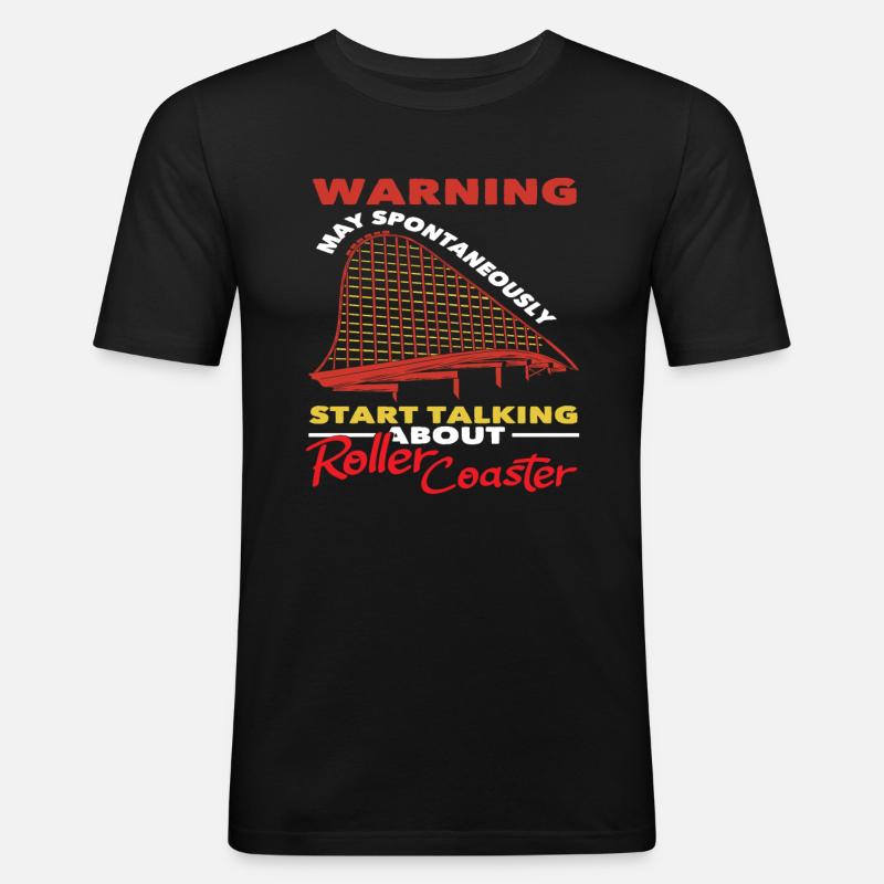 Roller coaster warning talks spontaneously - Men's Slim Fit T-Shirt - black