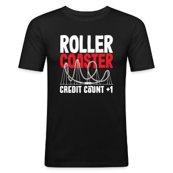 Compteur de crédit de montagnes russes +1 - T-shirt près du corps Homme - noir - Devant - Nik (191cm)