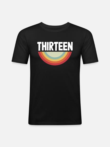 Retro Rainbow 13th Birthday - Men's Slim Fit T-Shirt - black