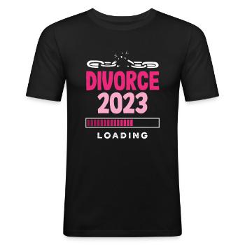 Divorce 2023 Chargement Prêt pour le changement Divorce - T-shirt près du corps Homme - noir - Devant - Nik (191cm)