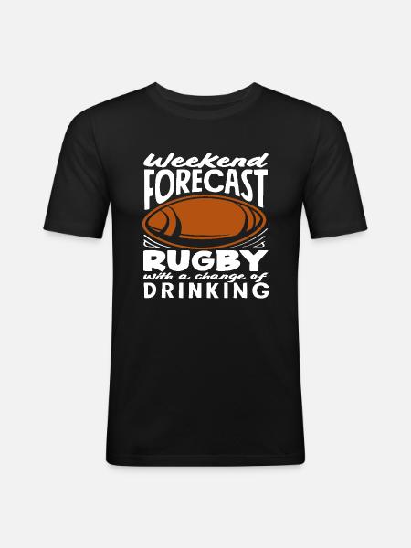 Weekend Prediction Rugby Player Fun - Men's Slim Fit T-Shirt - black