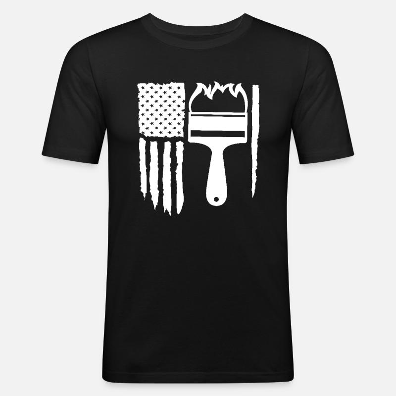 Painter Flag Brush Creativity - Men's Slim Fit T-Shirt - black