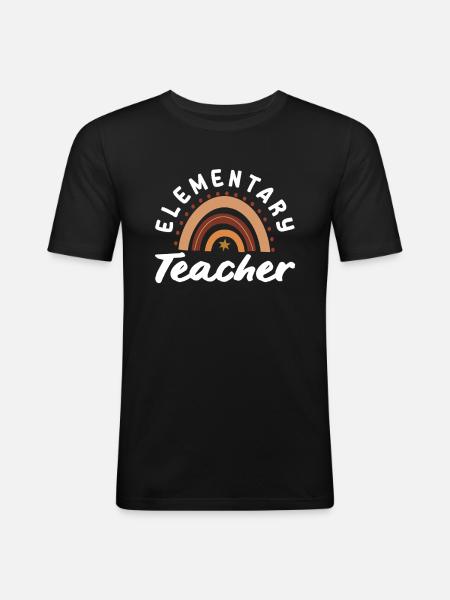 Grundschullehrerin Retro-regenbogen-design - Männer Slim Fit T-Shirt - Schwarz