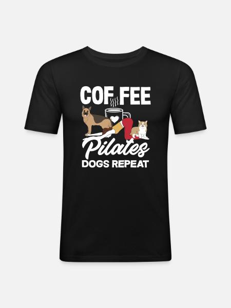Pilates Coffee Dogs Repeat Fun - Men's Slim Fit T-Shirt - black