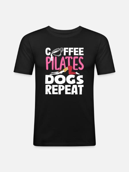 Pilates Coffee Dogs Repeat - Men's Slim Fit T-Shirt - black