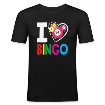 I Love Bingo Hearty Numbers - Men's Slim Fit T-Shirt - black - Front - Nik (191cm)