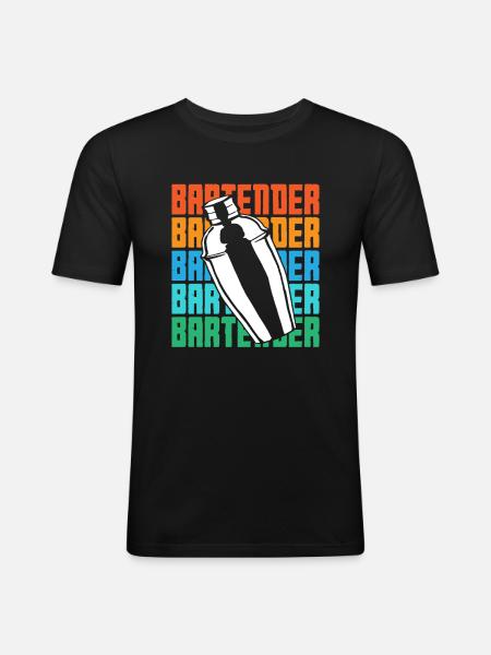 Bartender Shaker Retro Style Design - Men's Slim Fit T-Shirt - black