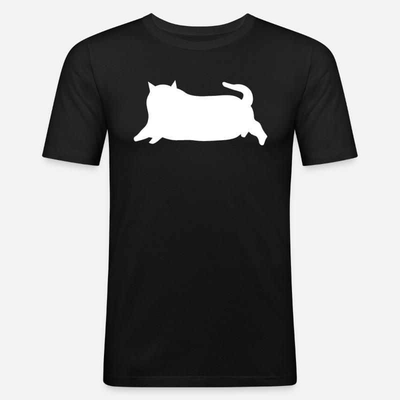 Fette Katze Katzenfreunde - Männer Slim Fit T-Shirt - Schwarz