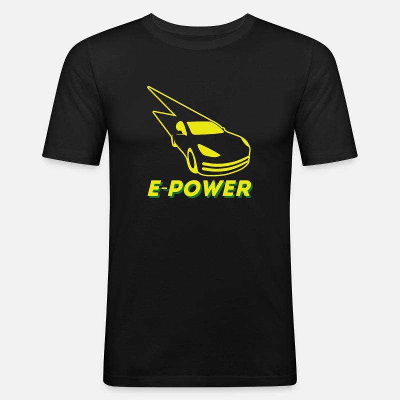 Elektroauto E-Auto Elektroautofahrer - Männer Slim Fit T-Shirt - Schwarz