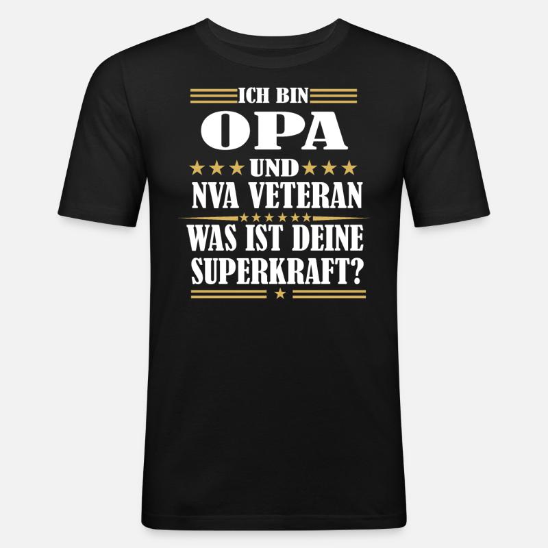 Opa NVA Veteran - Männer Slim Fit T-Shirt - Schwarz